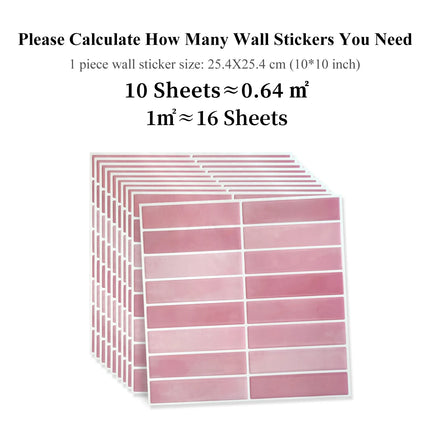 10 PCS Waterproof and Anti-oil Stick-On Tiles,Trendy Peel-and-Stick Wall Tiles for kitchen backsplash/children's room/home decor