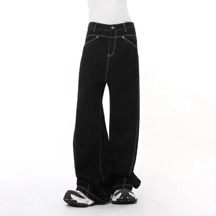 2026 Men Loose Straight Jeans American Style Vintage Versatile Comfortable Denim Trousers Fashion Male Classic Black Trousers