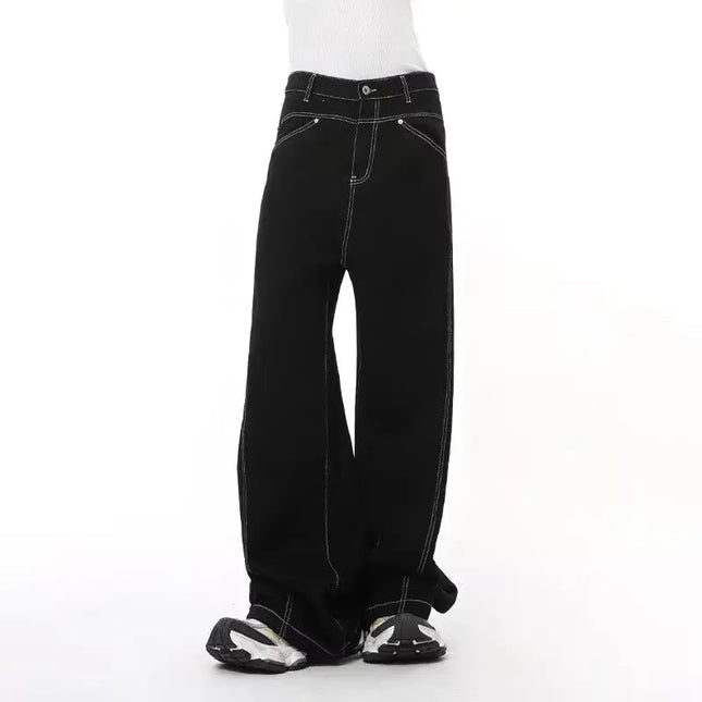 2026 Men Loose Straight Jeans American Style Vintage Versatile Comfortable Denim Trousers Fashion Male Classic Black Trousers