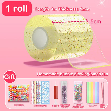 Double-Sided Nano Tape for DIY Craft, Bubble Blowing Pinch Toy, High Adhesive Colorful Reusable, Non-Marking.