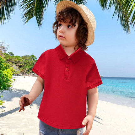 Baby Boys POLO Shirts Kids Short Sleeved T-shirt 2026 New Summer Solid Lapel Tops Toddler Boy Clothes 18M-6Y Children Clothing