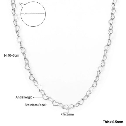 LUXUKISSKIDS Fashion Collier Simple Heart Girls Pendant Necklace Small Love Shape Stainless Steel Hearts Clavicle Choker Jewelry