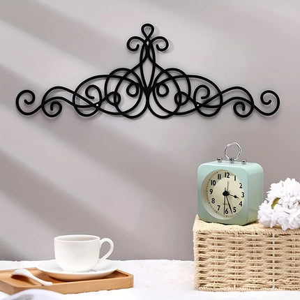 Metal Wall Decor, Traditional Metal Scroll Wall Art Decor, Rustic Iron Wall Medallion Black Metal Scroll Iron Wall Plaque