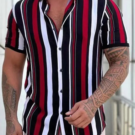 Hawaiian Men's Shirt Summer Fashion Sexy Striped Printed Shirts For Men Casual Tops Tee Male Clothing Oversized Camisa