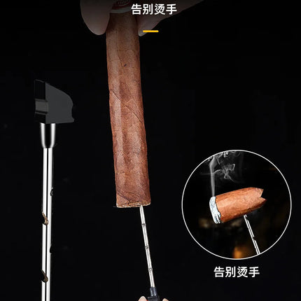 Portable Multi-function Jet Lighter with V-shaped Cigar Cutter Cigar Cigarette Holder Men's Cigarette Lighter, Gentleman's Taste