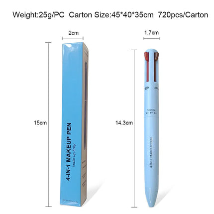 4 in 1 Long-lasting Vegan Makeup Pen Face Eye Makeup Beauty Pencil Eyebrow Eyeliner Lip Liner Highlighter Pen