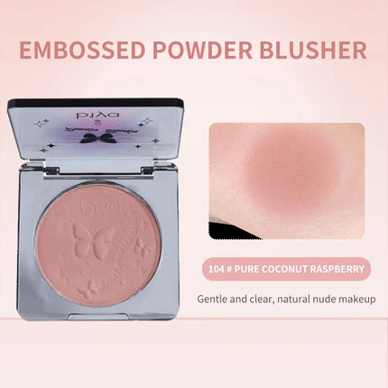 Biya Embossed Monochrome Face Blush Fine Powder Natural Matte Brightening Skin Makeup Blush Palette Rouge