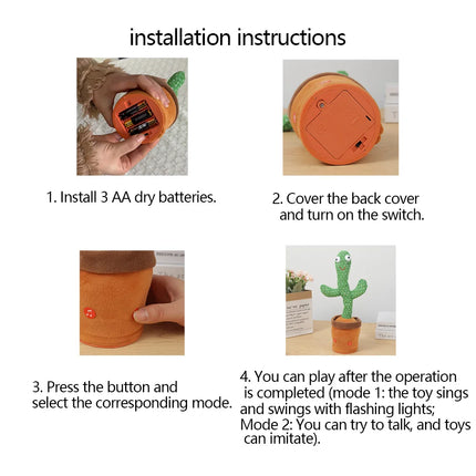 New Dancing Talking Cactus Toys For Baby Boys And Girls, Singing Mimicking Recording Repeating What You Say Sunny Cactus Up Plus