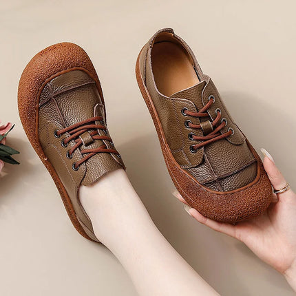 New Real Leather Perforated Ballet Flats Women's Massage Insole Slip On Moccasins Woman Hollow Loafer Casual Daily Shopping Shoe
