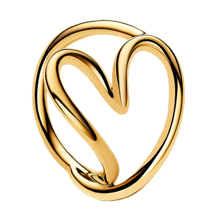 Fashionable 925 Sterling Silver Tri-Color Connected Heart, Interwoven, Sliding Heart, and Organic Double-Layer Ring - Couple Style Jewelry