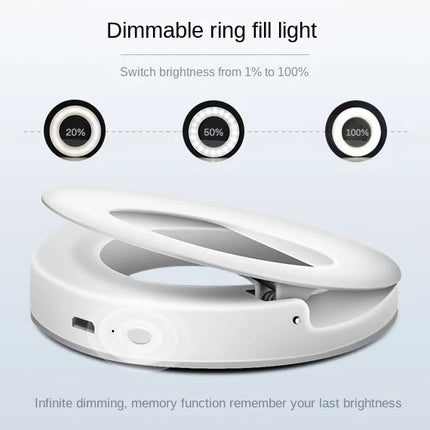 Ring Light Phone Selfie Stick LED Clip-on Rechargeable Round Lamp Live Stream for Smartphone Laptop IPad IPone