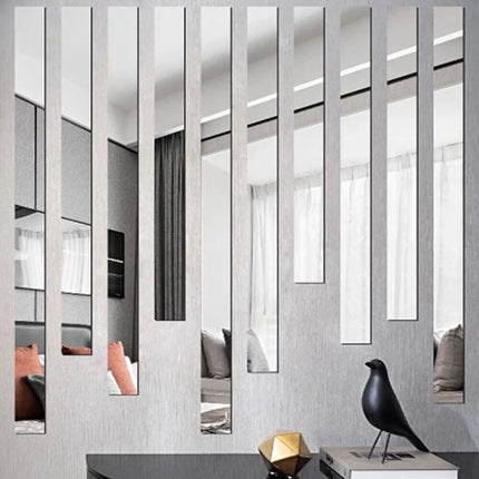 10Pcs Acrylic Mirror Sticker Long Strip Mosaic Wall Sticker 50cm Gold/sliver/black For Living Room Bedroom Home Decoration