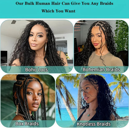 Curly Boho Hair For Braiding Knotless 12A Deep Wave Bulk Wet And Wavy Braiding Hair Curly 60g/PC 30 40 Inch Human Braiding Hair