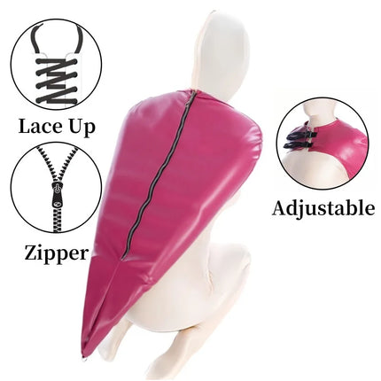 Luxury Upper Body Binding Harness Glove with Fetish Opaque Double Layer Bondage Hood for Couple Sensory Deprivation Sex Toy Kits