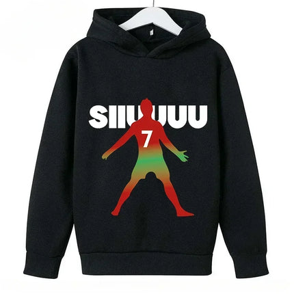 Spring Autumn Casual Children's Hoodie Sports Sweatshirt for Boys and Girls Ronaldo Printed 2-14 Years Fashion Kids Pullover Top