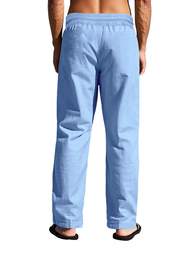 Men's Casual Trousers 2025 Spring/Summer New Man Large Size white Straight trousers Solid Beach black Fitness Pants S-XXXL