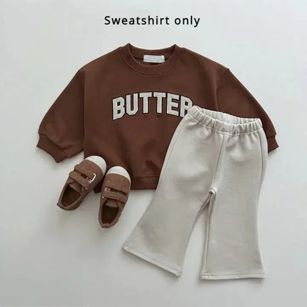2024 Autumn New Infant Long Sleeve Pullover Baby Letter Print Top Clothes Children Casual Sweatshirt Toddler Boy Girl Outerwears