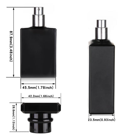 6Pcs+4 Accessories 30ml/1 oz Clear Black Refillable Perfume Bottle, Portable Square Empty Glass Perfume Mist Bottle.