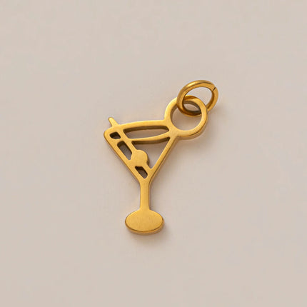 Stainless Steel DIY Cactus Coffee Cup Love Butterfly Pendant Vacuum Plated 18K Gold in Furnace charms for jewelry