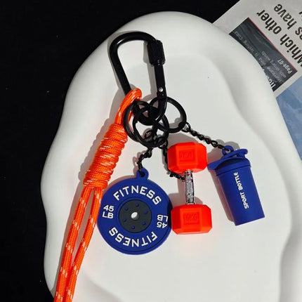 Dopamine Fitness Series Pendant D-shaped Buckle Detachable Barbell Plates Key Chain Bag Charm Creative Large Dumbbells Keyring