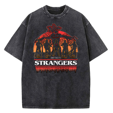 Demogorgon Hawkins Vintage Washed T Shirt Women Men Anime Cotton T Shirt Summer Harajuku Street Tops Clothing