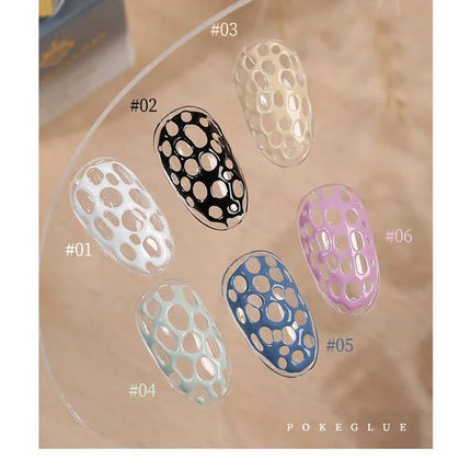 Poke Poke Nail Art Glue Lace Hole Nail Graffiti Letter Painting Art Gel Black White Ocean Wave Texture UV LED Soak Off Varnish