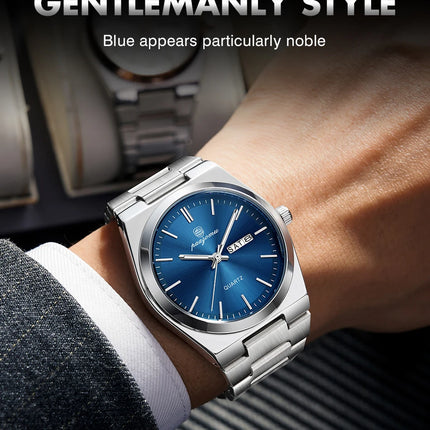 PAAZOMU Luxury Quartz Men's Wristwatch Sport Men Watches Waterproof Luminous Date Week Stainless Steel Men's Watch Male Reloj+box