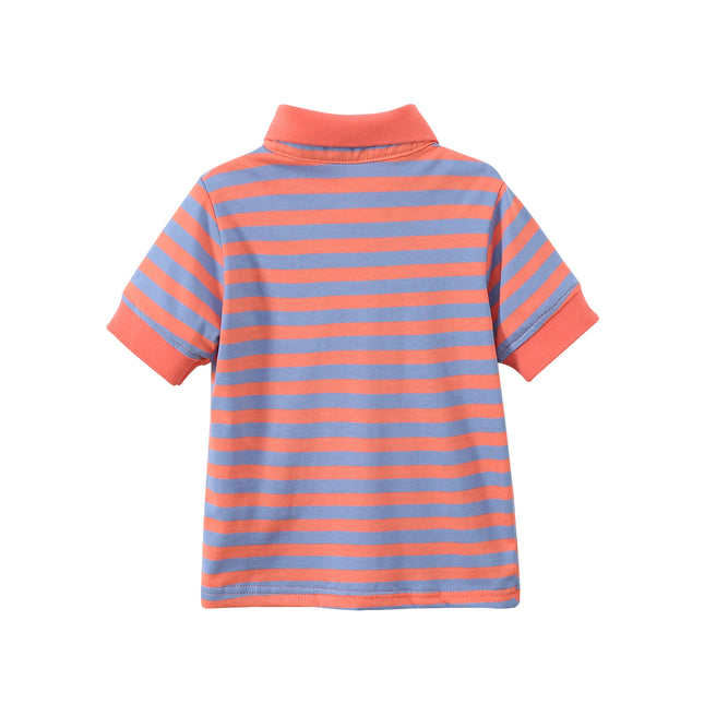 New short sleeved striped polo shirt for girls in summer, fashionable children's clothing for ages 1-9
