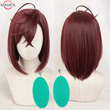 High Quality Momo Ayase Ekalun  Cosplay Wig Anime Dandadan Cosplay Short Brown Heat Resistant  Hair Anime Cosplay Wigs + Wig Cap
