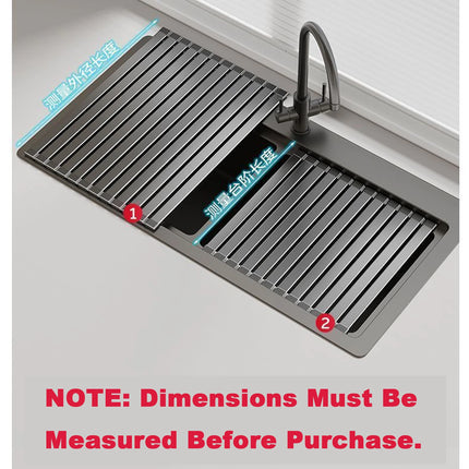 Foldable Heavy Duty Roll-Up Dish Drainer - Space Saving Adjustable Height Heat Resistant and Detachable Sink Storage Rack Withr