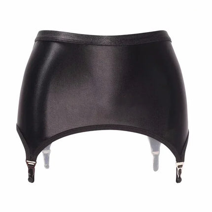 Sexy Luxury Women Garter Belt Glossy Satin Mini Skirt Metal Clips Suspender for OL Ootd Pole Dancer Sm Game Fashion Bdsm Sex Fun