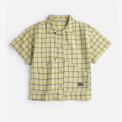 2026BC Short-sleeved Set Boys' Printed Shirt Shorts Polo Shirt Casual Pants Girls' Wide-Leg Pants Short Skirt