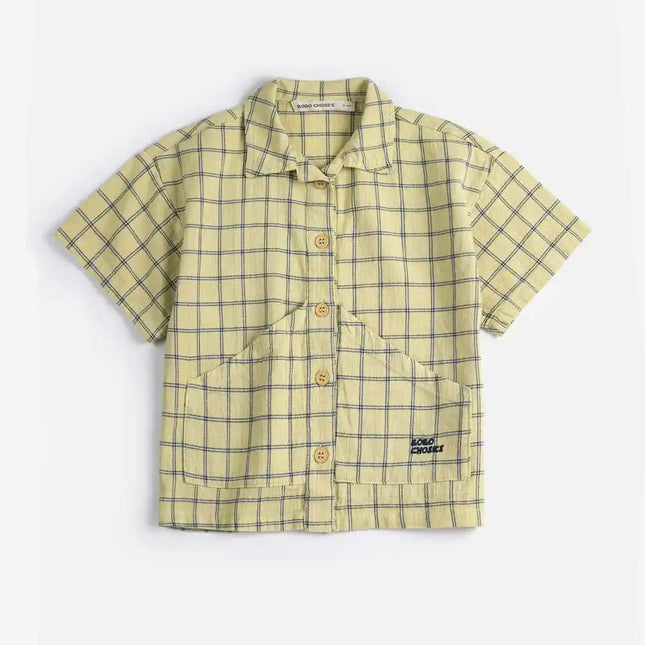 2026BC Short-sleeved Set Boys' Printed Shirt Shorts Polo Shirt Casual Pants Girls' Wide-Leg Pants Short Skirt