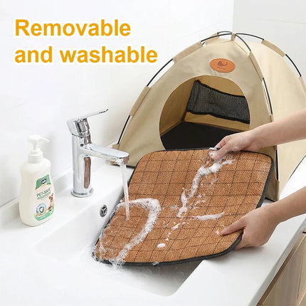 Upgraded cat and dog tent bed, pet summer sunshade tent, enhanced breathability design to keep them cool.