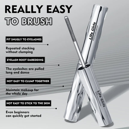 Life Girls 0.05MM Steel Pipe gravity Mascara Waterproof Long-lasting Thick Eyelash Primer Easy to Use Suitable for Beginners