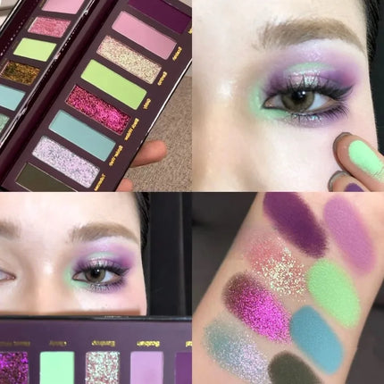 8 Colors Gothic Pearlescent Purple Eyeshadow Palette Oil Painting Style Matte Punk Metallic Chameleon Smoked Eye Pigment Makeup