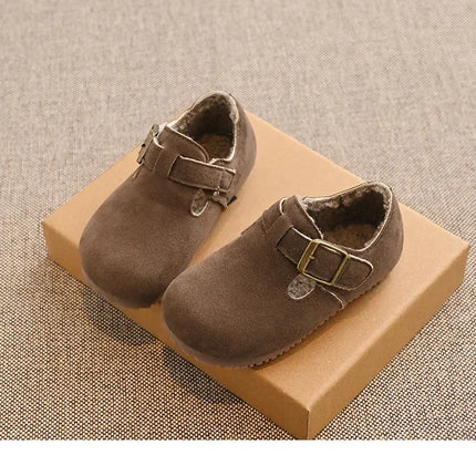 Children Flat Shoes Suede for Winter Kids Moccasins Non-slip Soft Sole 2024 Brand New Boys Girls Leather Shoes Warm Retro Trendy