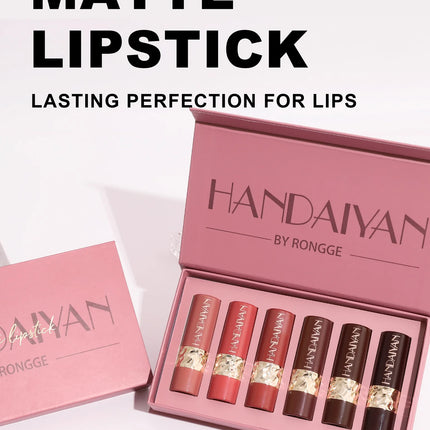 6PCS Velvet Matte Lipstick Set Highly Pigmented Long Lasting Non Drying Silky Smooth Lip Makeup Gift Box For Women