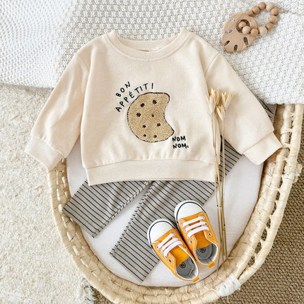 Ins Newborn Clothes Boys Girls Sets Spring 2Pcs Cartoon Embroidery Long Sleeve Top+Pants Cotton Autumn Tracksuit Toddler Outfit