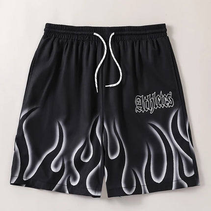 Basic Shorts Men's Casual Shorts Fitness Sports Flame Pattern 3D Print Gothic Style Summer Men Gym Shorts Football Man Clothes