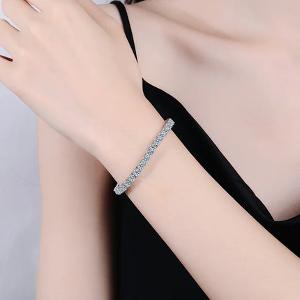 Women's Full-Row Moissanite Bracelet - PT950 Platinum, High Quality, 0.1Ct Each Stone, 17cm/18cm Size