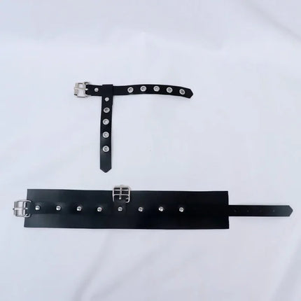 Black Adjustable PU Leather Thumb Bondage Cuffs Hand/Foot Bondage Gear Cuffs BDSM Female Lover Adult Game For Couples
