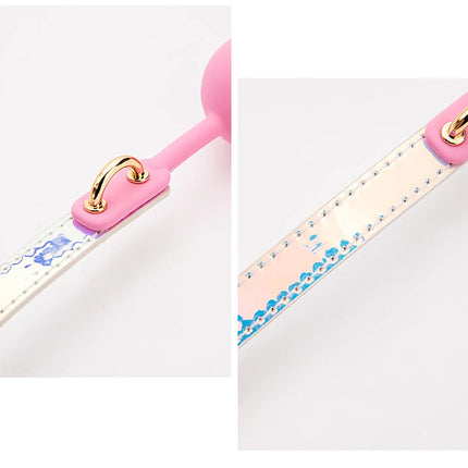 2 Colors Sex Toys For Couples Adult Game Colorful Soft Silicone Ball Gag Oral Fixation PU Leather Conquer Toys Bondage Mouth Gag