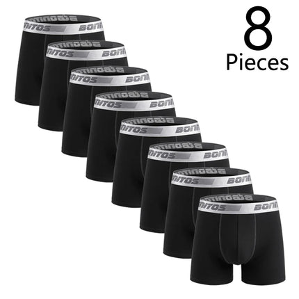 8pcs Black Men's Panties Shorts BONITOS Letter Elastic Waistband Boxer Briefs Cotton Underwear For Man Boxers Men Underpants