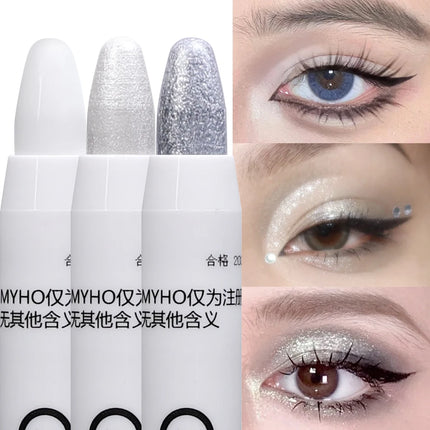 Waterproof Glitter White Eyeshadow Highlighter Pencil Long-lasting Brighten Lying Silkworm Pearlescent Silver Korean Eye Makeup