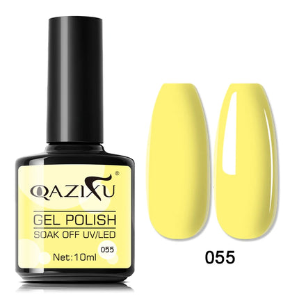 QAZIXU 1/6Pcs Yellow Green Nail Polish Set Blue Nail Gel Polish Semi Permanent Soak Off UV Nail Art Popular Color Spring Summer