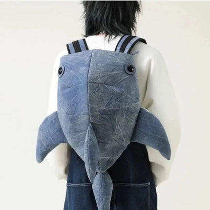 Cute Whale Shark Shape Backpack Durable Large Capacity Travel Bag Women Men Cute Outdoor Cartoon Knapsack Student Schoolbag