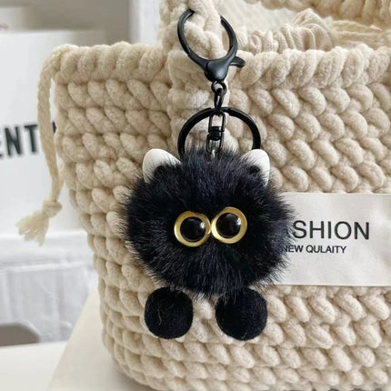 Plush Keychain for Women Soft Car Key Chain Cute Kitten Plushie Pendant for Bag Backpack Purse Decoration, Kawaii Gift Idea