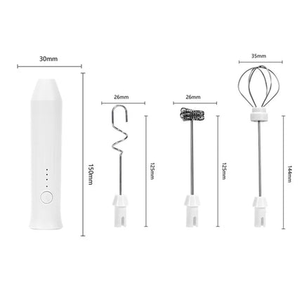 Electric Handheld Blender 3-Bar Rechargeable Wireless Milk Frother for Coffee Cappuccino Cream USB Powered Coffee Mixer