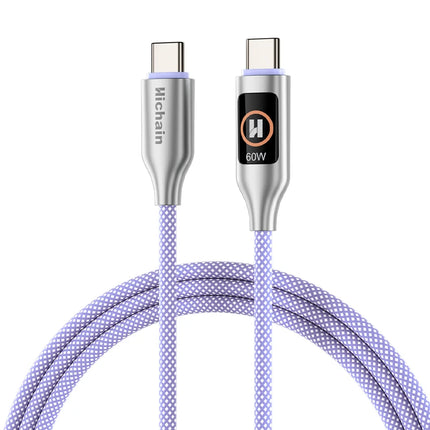 PD60W USB C Cable With Light Display Nylon Braided Type C Fast Charging Cable 480Mbps Data Transfer For iphone  For xiaomi
